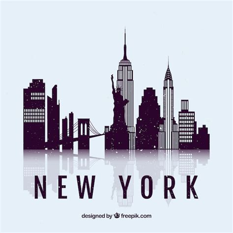 Skyline silhouette of new york city | Free Vector