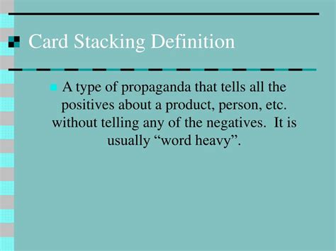 PPT - Card Stacking Propaganda PowerPoint Presentation, free download - ID:3131159