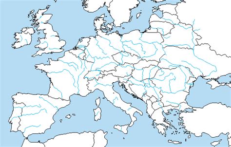 Blank Europe Map With Rivers 10328 | DFILES