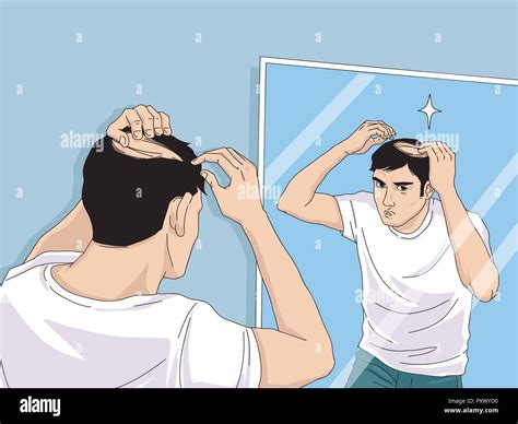 Vector - Hair loss cartoon, Young man and woman serious hair loss problem for hair loss concept ...