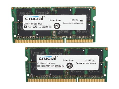 Crucial 16GB (2 x 8GB) 204-Pin DDR3 SO-DIMM DDR3L 1333 (PC3L 10600 ...