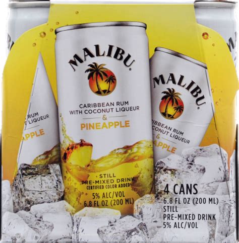 Malibu Pineapple Cocktails, 4 cans / 200 mL - Fry’s Food Stores