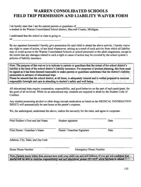 Free Field Trip Permission Slip Fill Out And Sign Printable Pdf ...