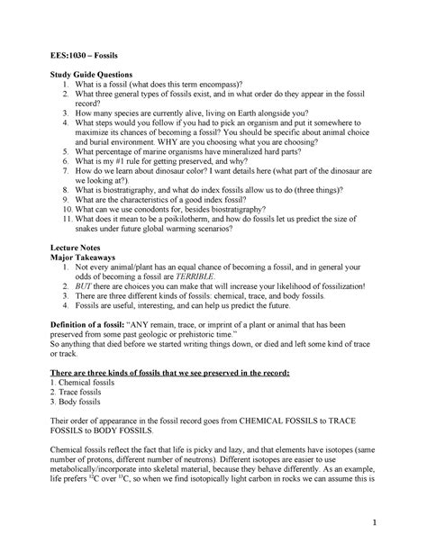 9-1 Fossils & Biostratigraphy Notes - EES:1030 – Fossils Study Guide ...