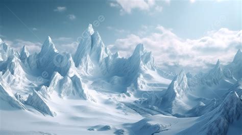 Snowy Mountain In 3d Render Background, Ice Mountain, Mountain Range ...