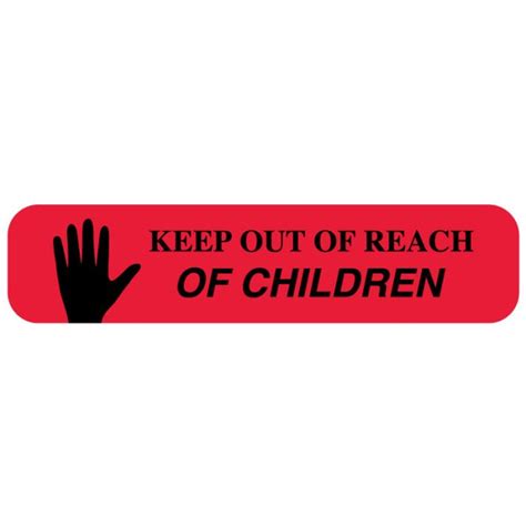 KEEP OUT OF REACH OF CHILDREN, Medication Instruction Label, 1-5/8" x 3/8" | United Ad Label