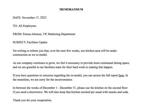 Sample Business Memo Examples