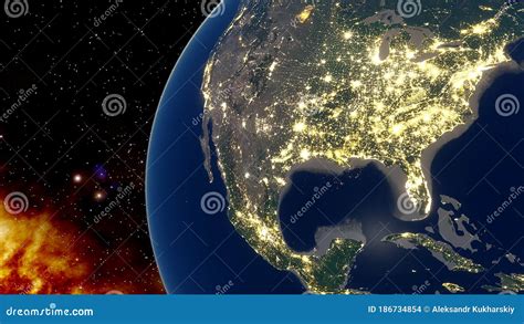 Realistic United States of America from Space, Night Usa from Space ...