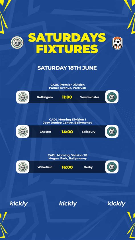 Soccer Weekend Fixtures Design - Kickly