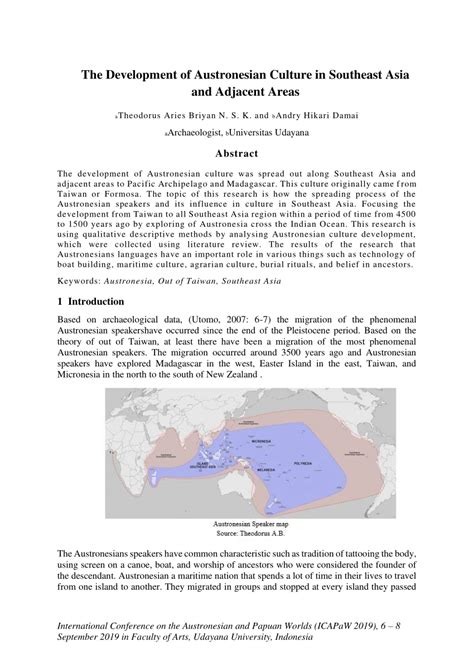 (PDF) The Development of Austronesian Culture in Southeast Asia and ...