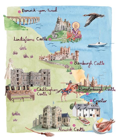 Map of Northumberland’s Castles for Britain Magazine – Hireillo | Hire ...