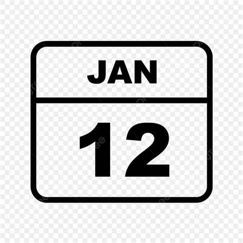 January Calendar Clipart Vector, January 12th Date On A Single Day ...