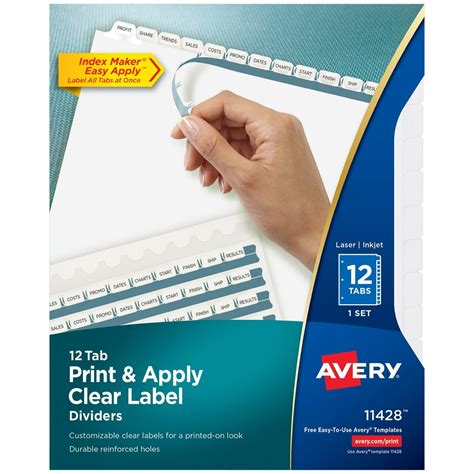 Avery Print & Apply Clear Label Dividers, Index Maker Easy Apply ...