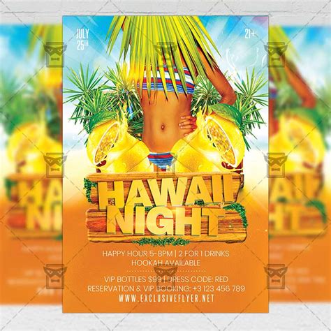 Download Hawaii Night - Flyer PSD Template | ExclusiveFlyer | Free business card templates, Psd ...