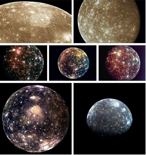 Jupiter’s moon, Callisto. The lights are impact craters - Callisto is ...