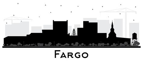 Fargo North Dakota City Skyline Silhouette with Blacik Buildings ...