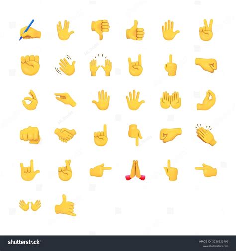 Human Hands Vector Emoji Set Finger Stock Vector (Royalty Free ...