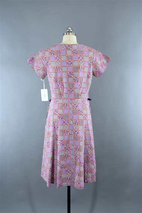 1950s Vintage Novelty Print Checkered Cotton Dress – ThisBlueBird