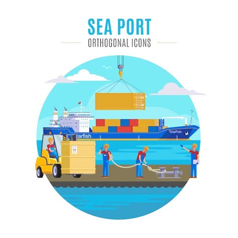 Free Vector | Sea port illustration