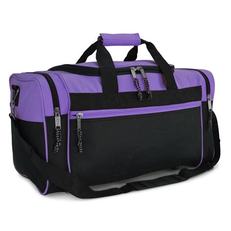 DALIX 21" Blank Sports Duffle Bag Gym Bag Travel Duffel with Adjustable Strap in Purple ...