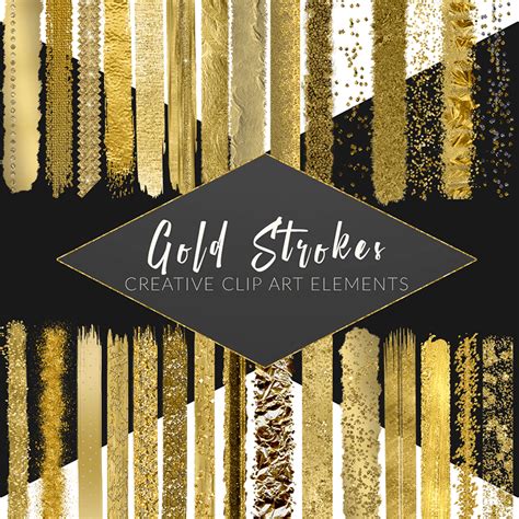 Gold Brush Strokes Clip Art Set - PrettyWebz Media Business Templates ...