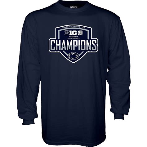 Penn State 2024 Big Ten Wrestling Champions Long Sleeve Tee Navy ...