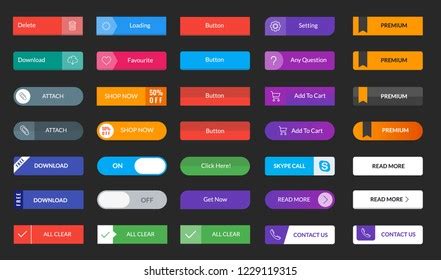 Button Design Collection Set Web Design Stock Vector (Royalty Free) 1229119315 | Shutterstock