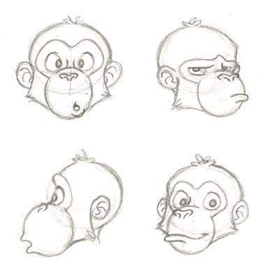 chimp face sketches by PixarVixen on DeviantArt | Monkey art, Concept art drawing, Cartoon drawings