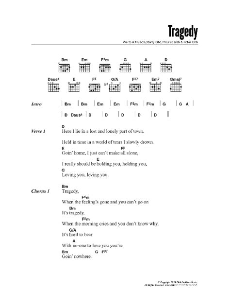 Tragedy by Bee Gees - Guitar Chords/Lyrics - Guitar Instructor