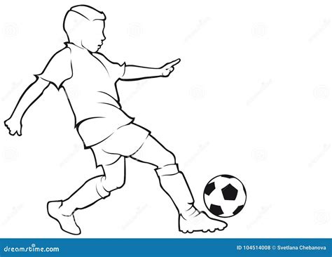 Boy Footballer Contour Isolated on White Stock Vector - Illustration of motion, contour: 104514008