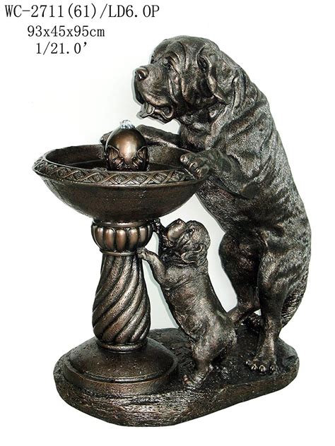 Garden Patio Outdoor Indoor St Bernard and Puppy Dog Statue Sculpture ...