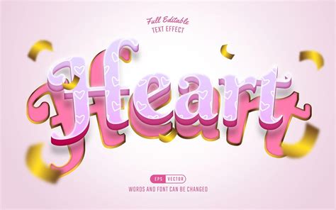 Premium Vector | Text Effect Heart with Pink Gradient Background