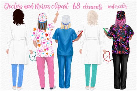 Doctors Clipart,Nurses Scrubs - SVG Files for Cricut, Silhouette