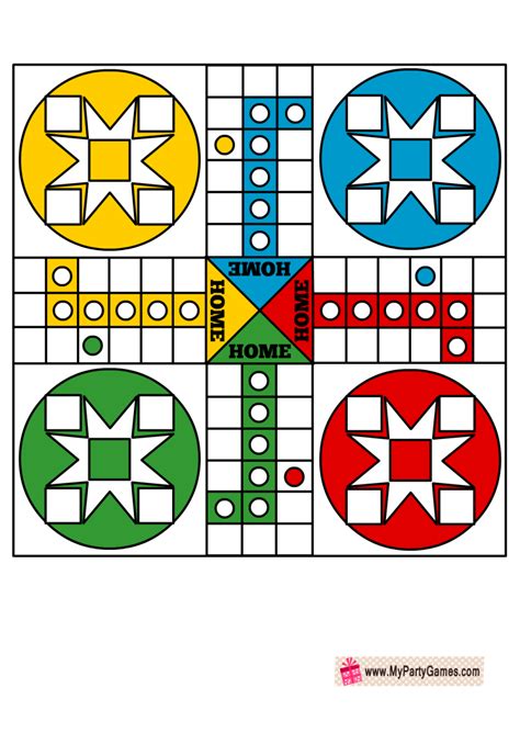Free Printable Ludo Board Game with Dice and Tokens