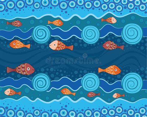 Aboriginal dot art fish stock illustration. Illustration of colours - 14894441