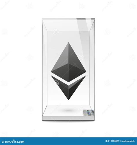 Black Ethereum Logo Inside Glass Showcase on White Background Editorial ...