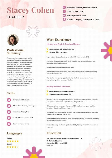 Teacher Resume - Piktochart