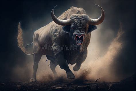 Bull, Roaring and Pawing the Ground, Ready To Charge Stock Illustration ...