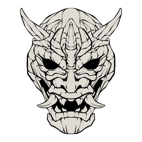 Oni Mask Vector Illustration Skull, Oni Mask, Oni Skull, Oni Art PNG Transparent Image and ...