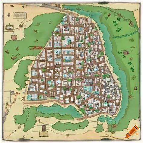 Detailed map of a small town on Craiyon