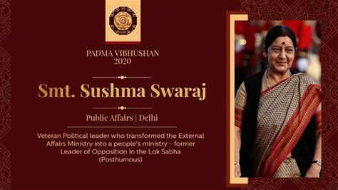 Padma Awards 2020: Sushma Swaraj, Arun Jaitley among posthumous ...