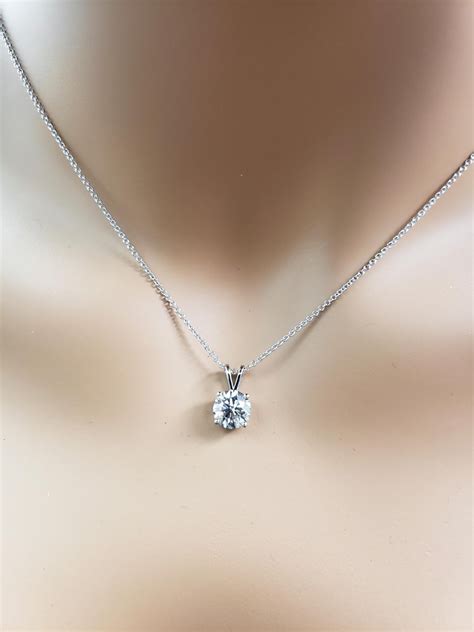 2.04 Carat Round Diamond Solitaire Pendant Necklace at 1stDibs