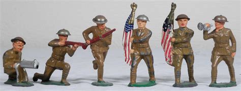 Lot of 6 Early Cast Iron Toy Soldiers