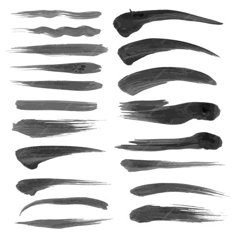 Premium Vector | Black abstract ink strokes set on white background