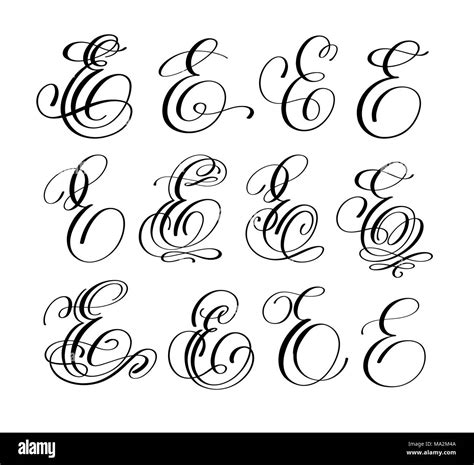 calligraphy lettering script font E set Stock Vector Image & Art - Alamy