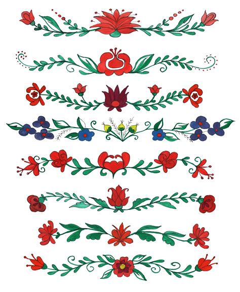 8 Flower Border Drawing (PNG Transparent) | OnlyGFX.com