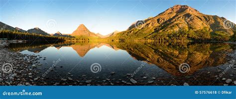 Two Medicine Lake Sunrise Panorama Stock Photo - Image of glacier, west: 57576618