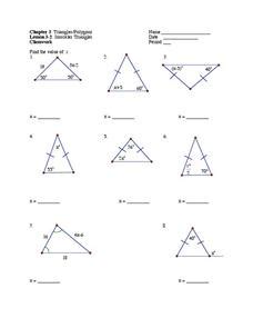 Isosceles Triangles Worksheet for 9th - 12th Grade | Lesson Planet