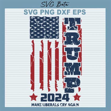 Trump 2024 American Flag SVG, Trump 2024 SVG, Trump American Flag SVG PNG DXF Cut File