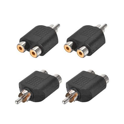 RCA Male to 2 RCA Female Connector Stereo Video Cable Adapter Splitter 4Pcs - Walmart.com ...